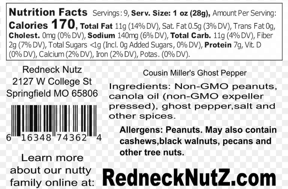 Cousin Miller S Ghost Pepper Peanuts Nutrition And Especial Para El Desarrollo Agropecuario Feda, Page, Text Free Png