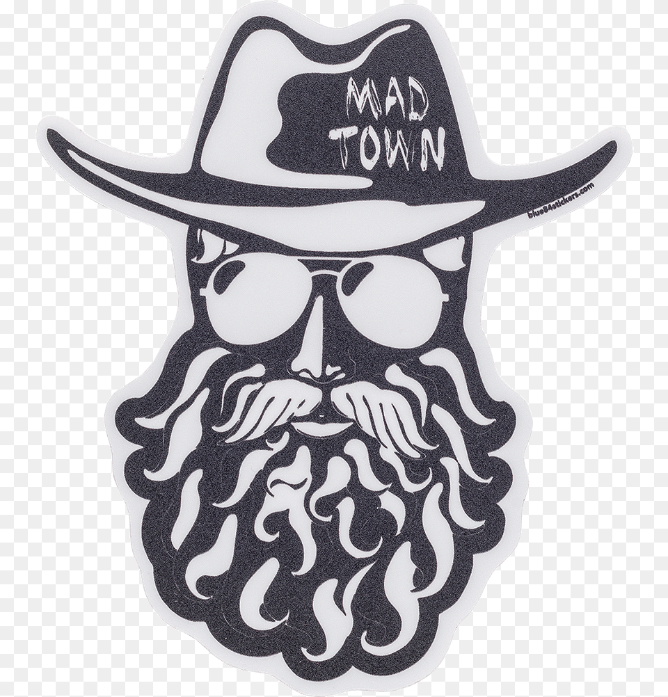 Cover For Blue 84 Bearded Man Mad Town Decal Decal, Clothing, Hat, Sun Hat, Person Free Png Download