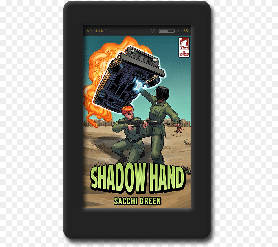 Cover Of The Lesbian Superheroine Adventure Shadow Tablet Computer, Advertisement, Boy, Child, Person Free Png Download