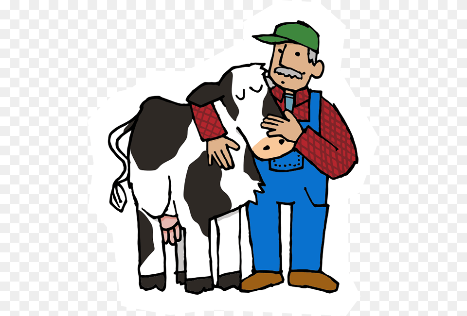 Cow And Farmer 400w Cow And Farmer Clipart, Baby, Person, Animal, Cattle Free Transparent Png
