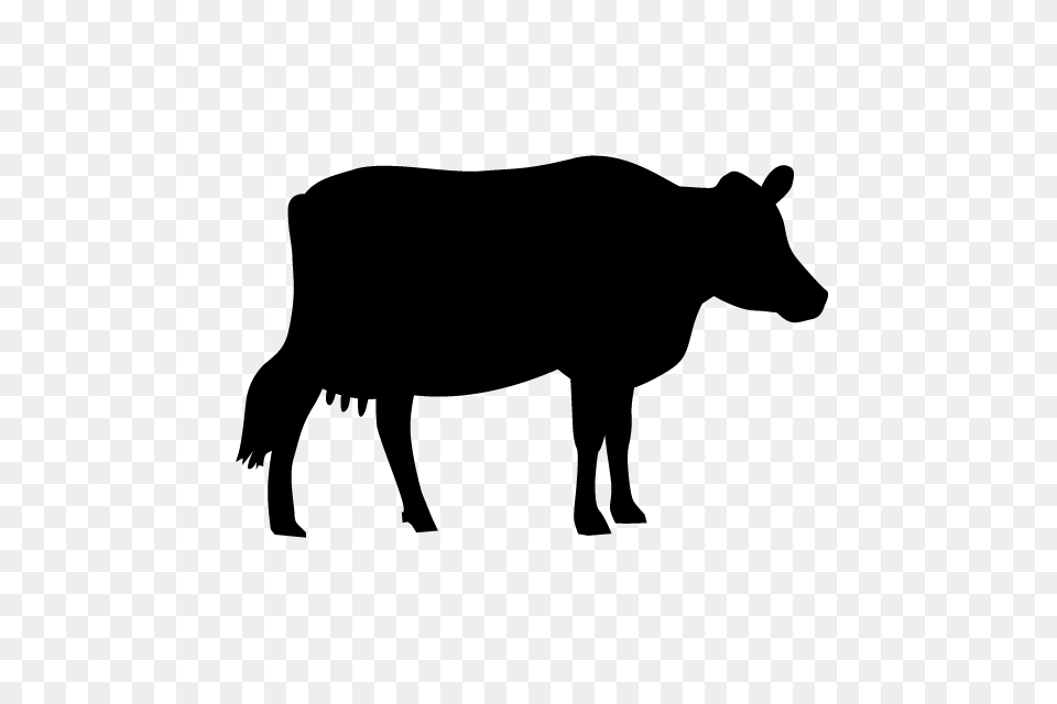 Cow Animal Silhouette Illustrations, Gray Free Png Download