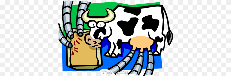 Cow As Cyclical Milking Machine Royalty Vector Clip Art, Animal, Cattle, Dairy Cow, Livestock Png