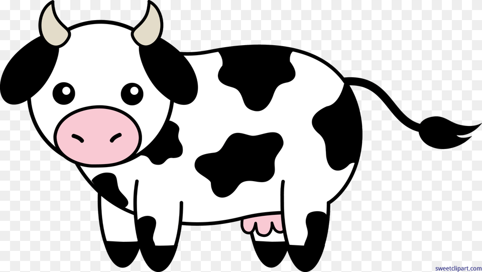 Cow Black White Clip Art, Animal, Cattle, Dairy Cow, Livestock Free Png Download