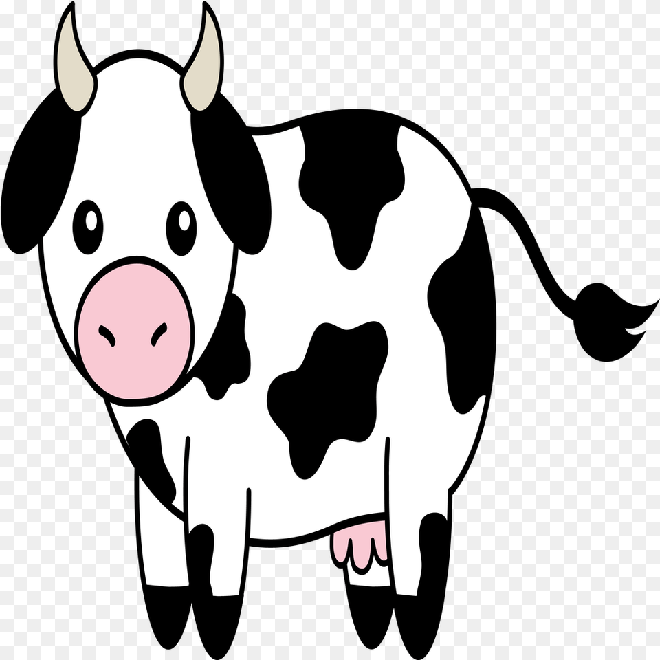 Cow Clipart Transparent Cow Clipart Black And White, Animal, Mammal, Cattle, Dairy Cow Free Png Download