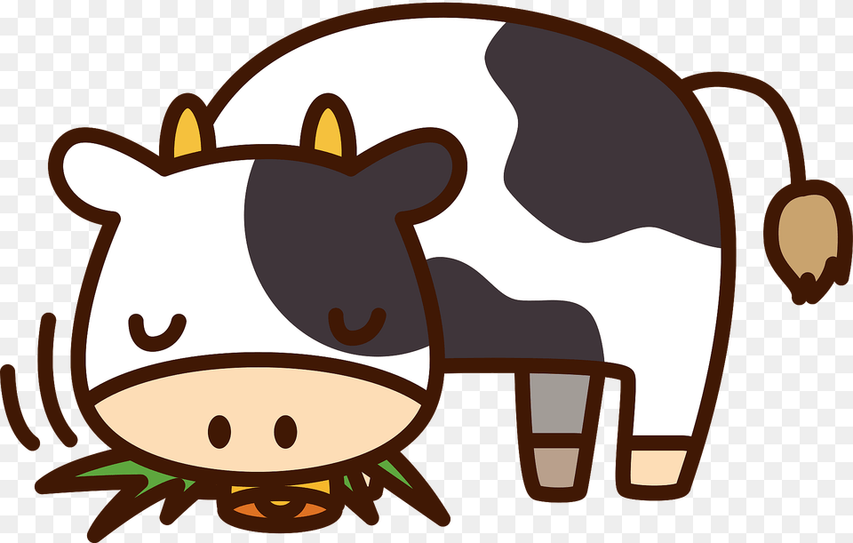 Cow Eating Grass Clipart, Animal, Cattle, Dairy Cow, Mammal Png Image