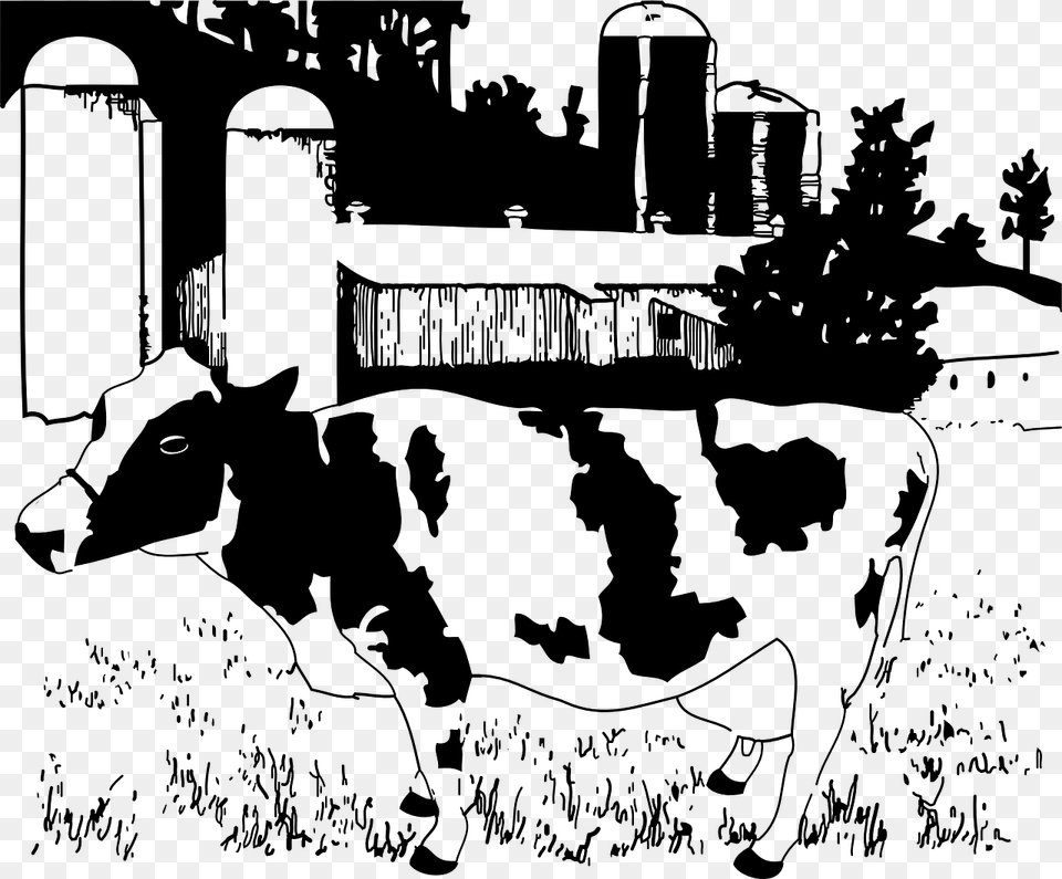 Cow Farm Clip Art, Gray Free Png