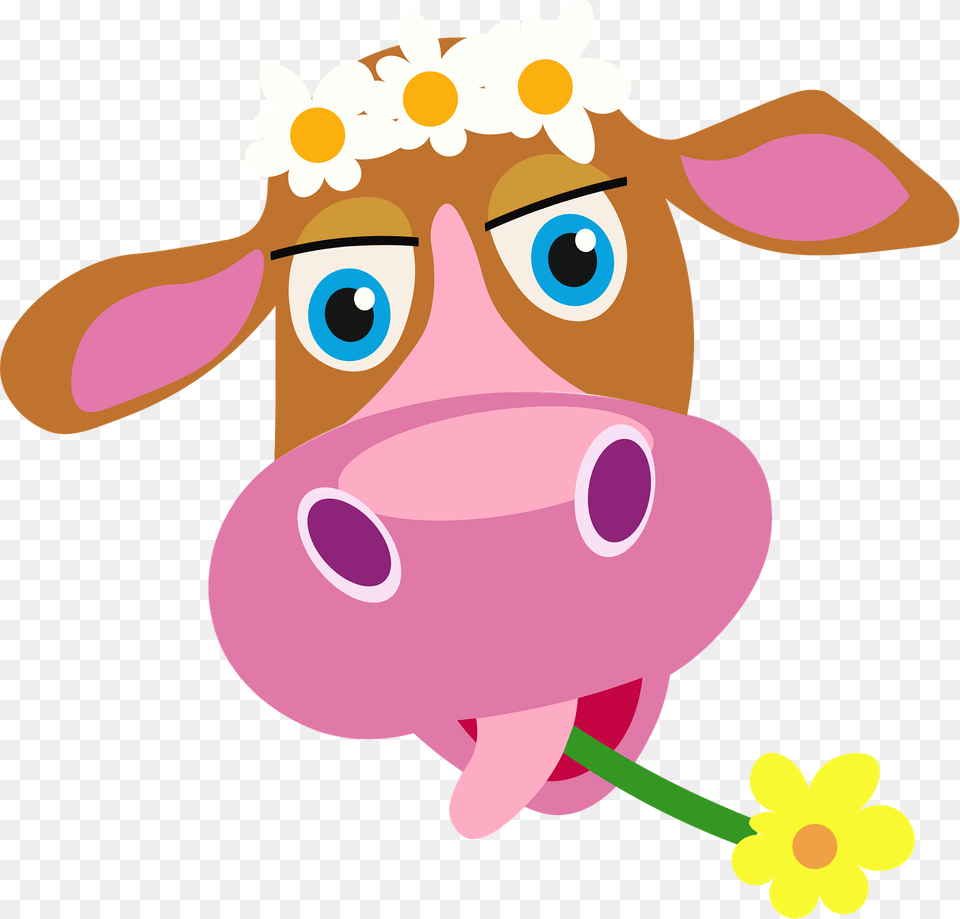 Cow Head Clipart, Plant, Daisy, Flower, Animal Png