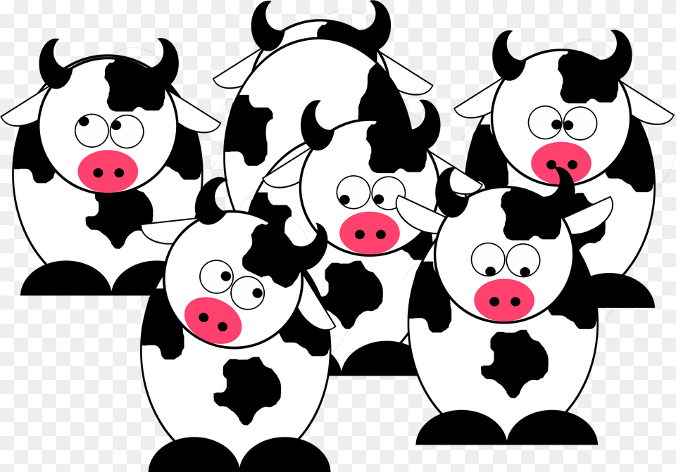Cow Herd Clipart Herd Of Cattle Cartoon, Animal, Mammal, Livestock, Dairy Cow Png
