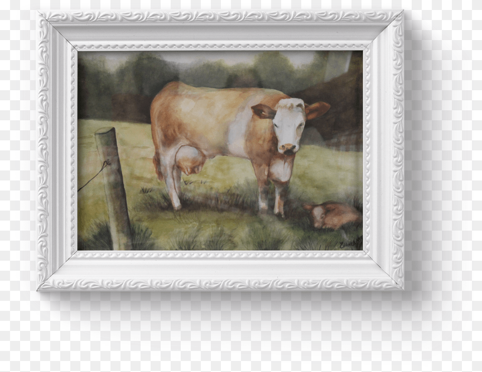 Cow In Field Picture Frame, Animal, Cattle, Livestock, Mammal Png