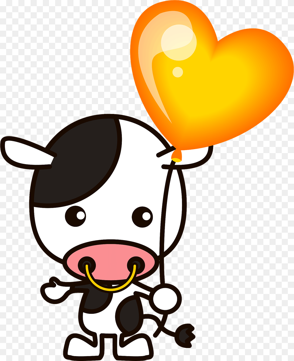 Cow Is Holding A Heart Balloon Clipart, Dynamite, Weapon Png