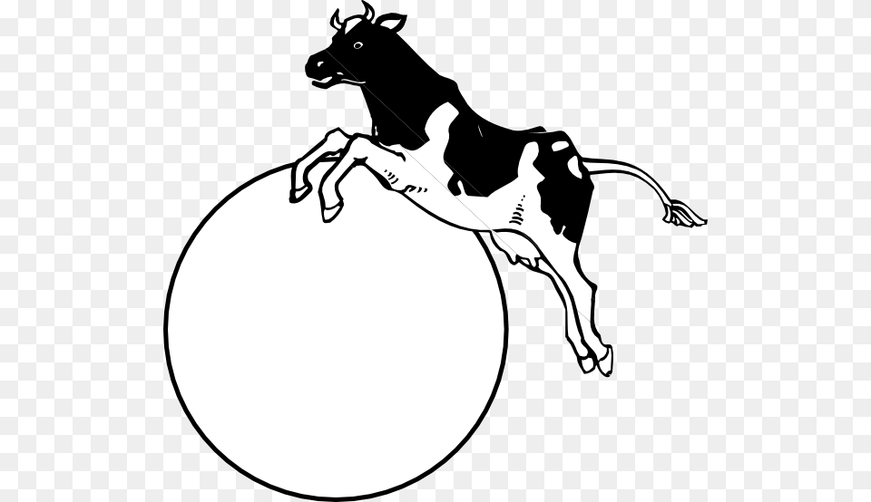 Cow Jumping Over Moon Clip Art At Clker Cow Jumping Over The Moon Clip Art, Stencil, Animal, Cattle, Livestock Png