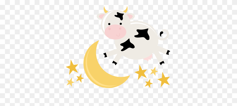 Cow Jumping Over The Moon Svg File For Cutting Machines Cow Jumping Over The Moon Clipart, Animal, Cattle, Livestock, Mammal Free Transparent Png