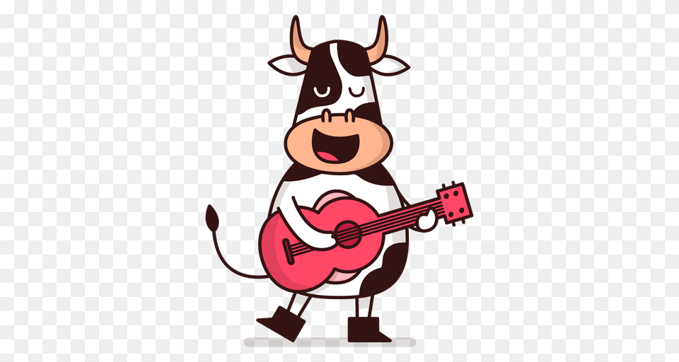 Cow Playing Guitar Cartoon, Baby, Person Png Image