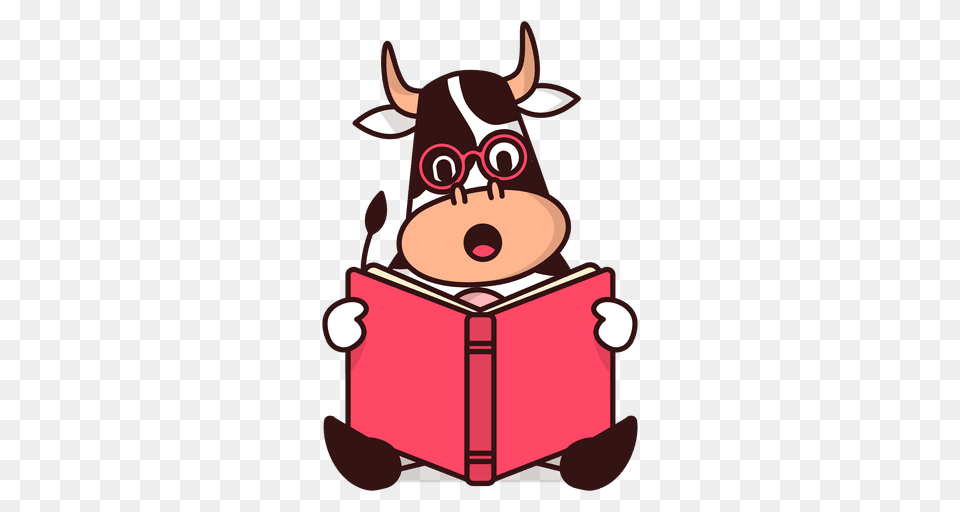 Cow Reading Book Cartoon Free Transparent Png