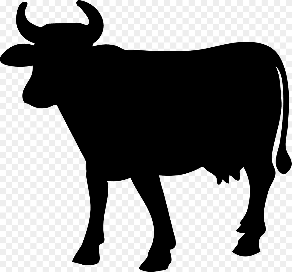 Cow Silhouette, Animal, Bull, Mammal, Cattle Free Png Download