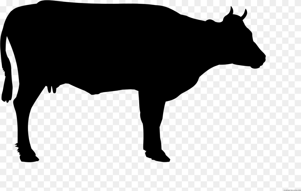 Cow Silhouette Clipart Black And White Cow, Gray Free Png Download