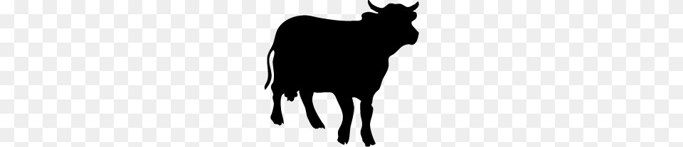 Cow Silhouette Silhouette Of Cow, Animal, Bull, Mammal, Cattle Png Image