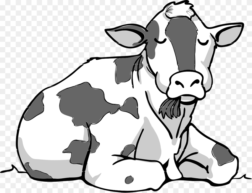 Cow Sitting Down Clipart, Animal, Cattle, Livestock, Mammal Free Png Download