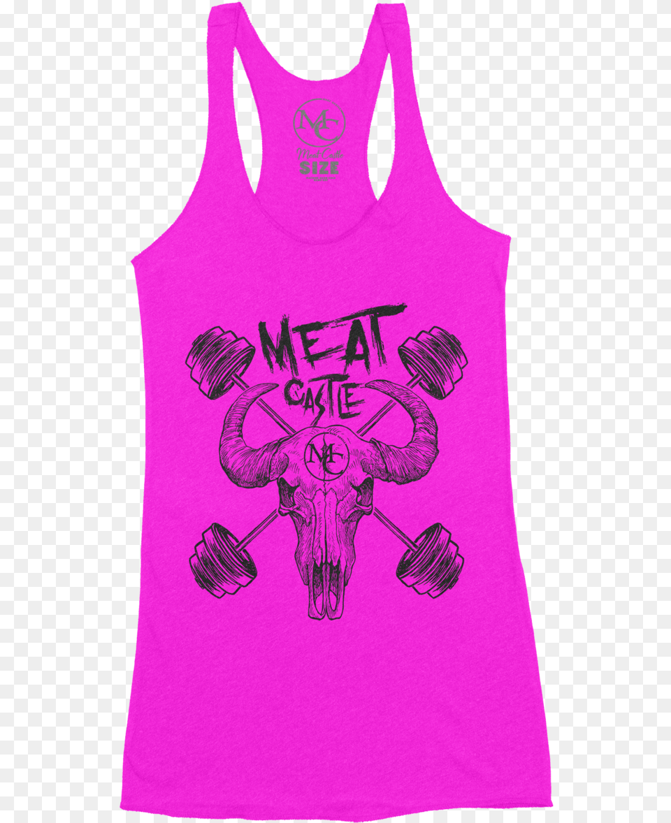 Cow Skull And Barbells Neon Pink Stringer Tank Active Tank, Clothing, Tank Top, Person Free Transparent Png
