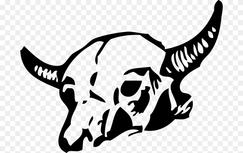 Cow Skull Muerte Vacas Dibujo, Gray Free Png Download