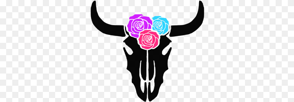 Cow Skull Silhouette, Animal, Bull, Mammal, Flower Free Png