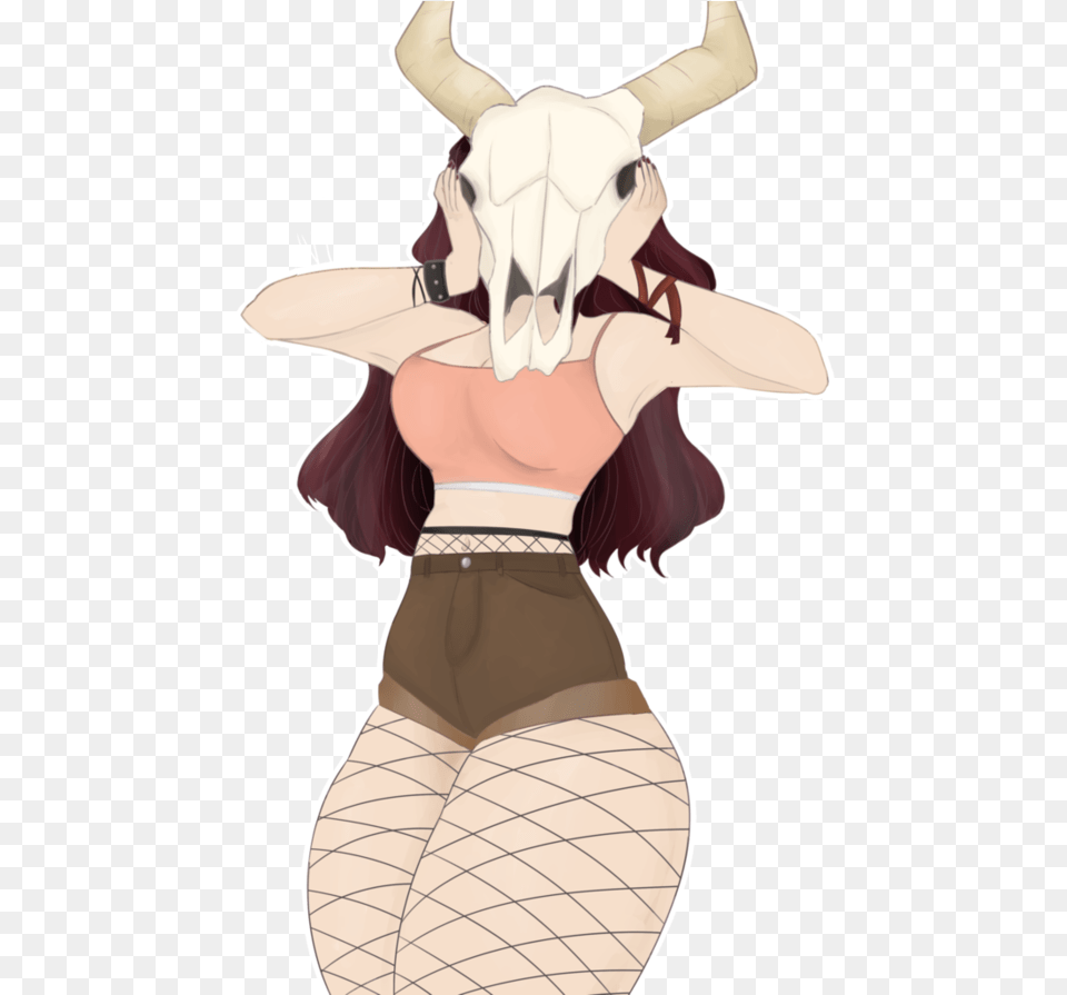 Cow Skull Thicc Anime Girl Transparent, Back, Body Part, Dancing, Leisure Activities Free Png Download