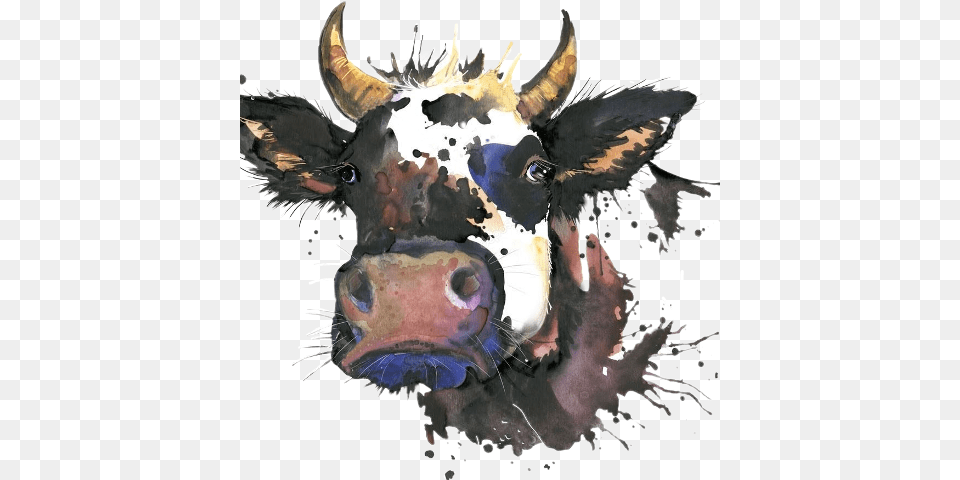 Cow Watercolor, Animal, Mammal, Cattle, Livestock Png