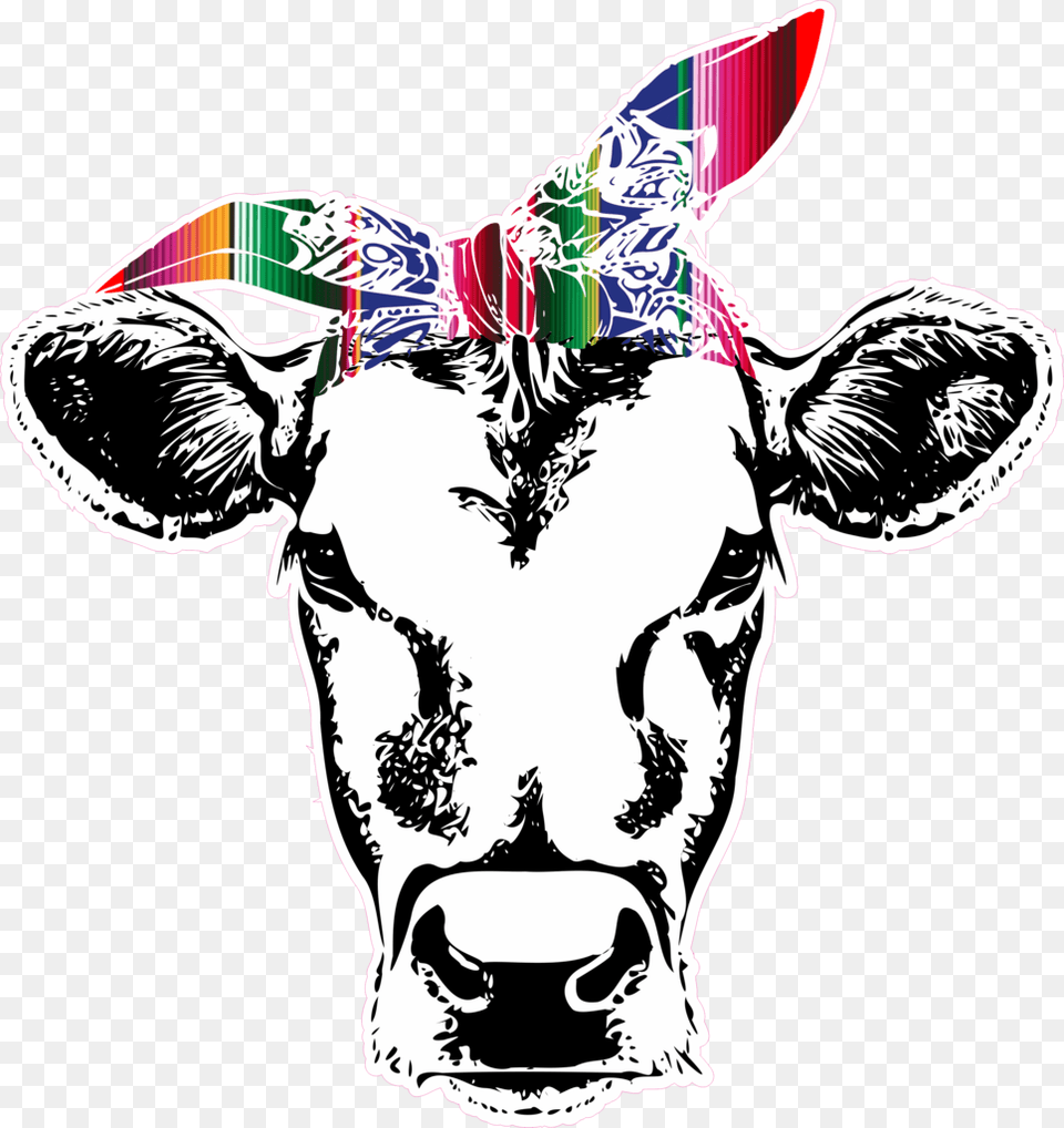 Cow With Bandana Serape Albb Blanks Stock Cow With Bandana, Animal, Cattle, Livestock, Mammal Free Transparent Png