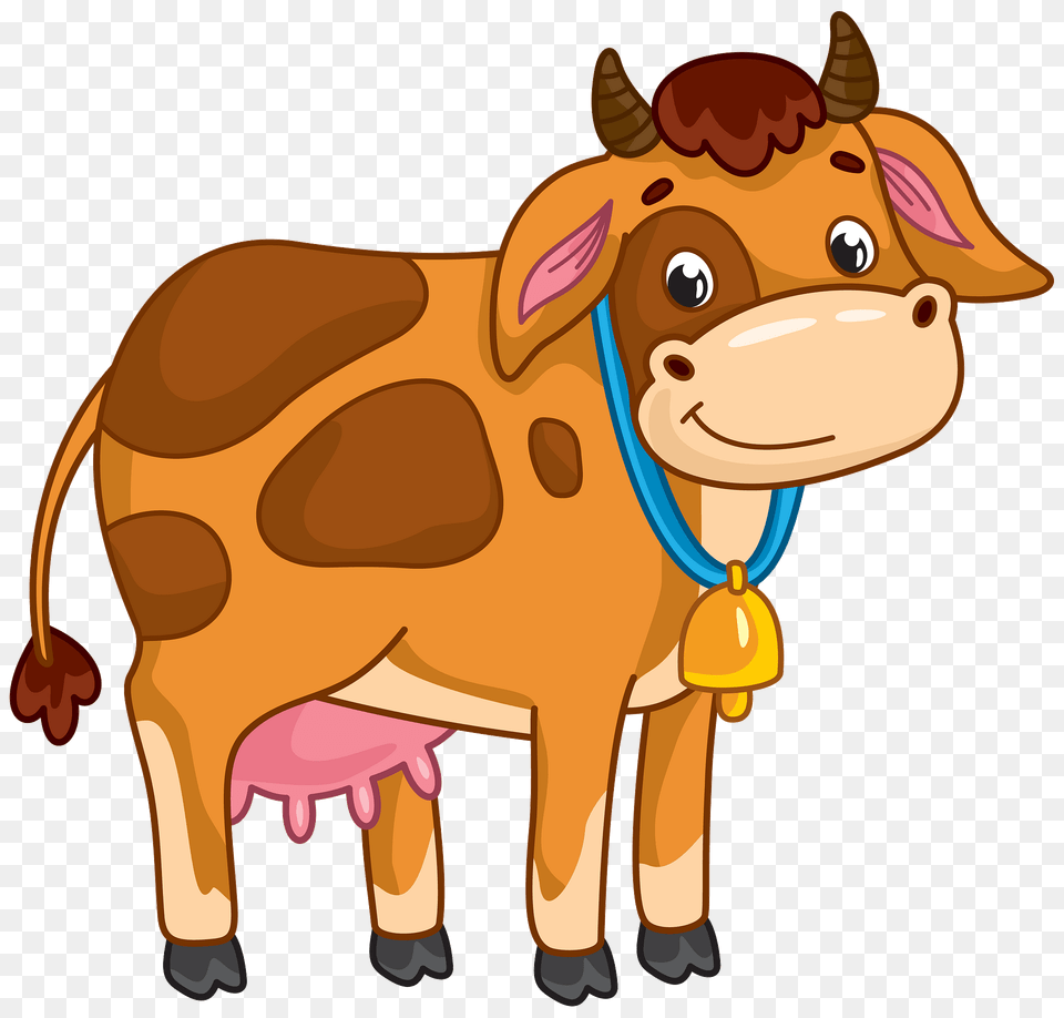 Cow With Bell Clipart, Animal, Cattle, Livestock, Mammal Png