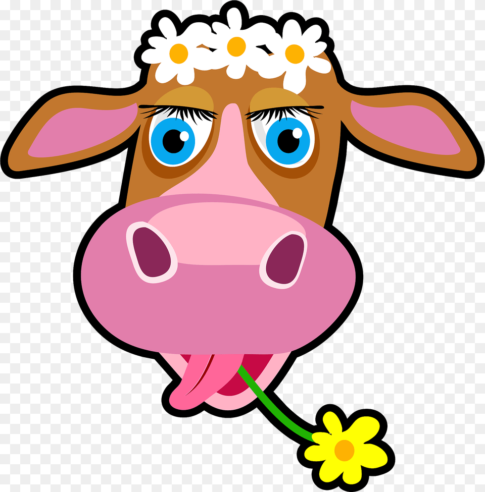 Cow With Daisies Clipart, Livestock, Animal, Cattle, Mammal Free Png