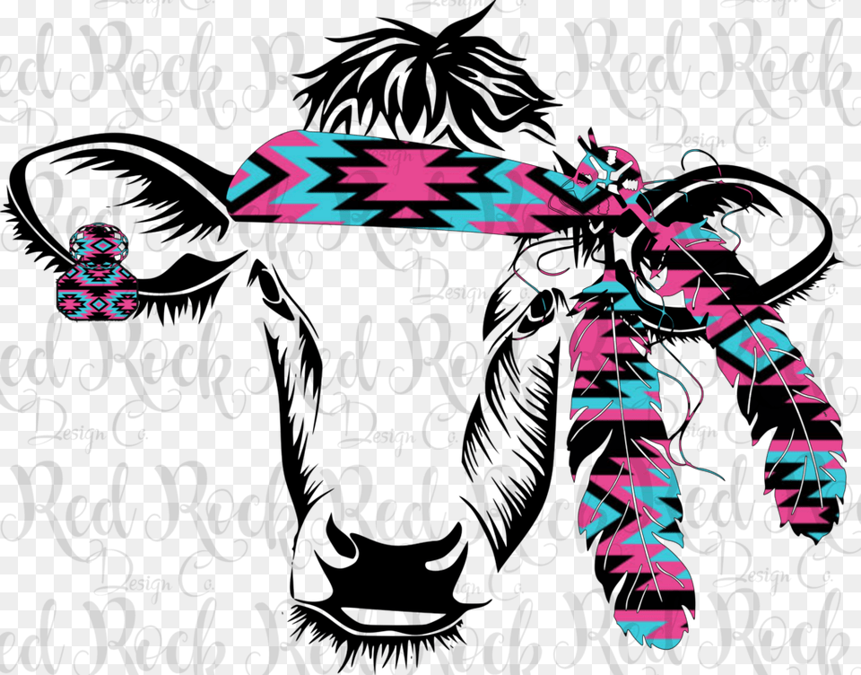 Cow With Headband Amp Feathers Dd Cow With Feathers, Art, Graphics, Purple, Animal Png
