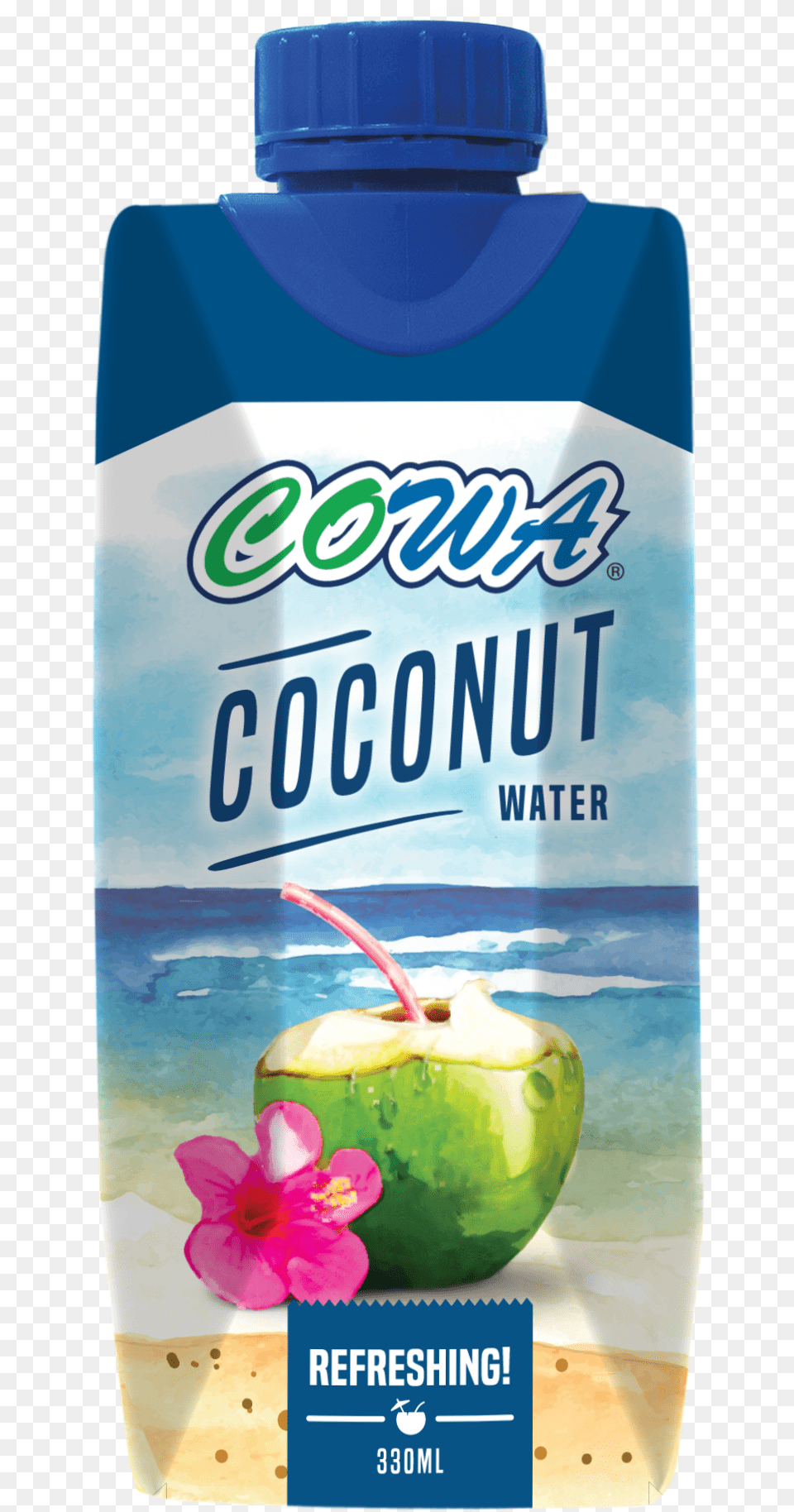 Cowa Coconut Water, Bottle, Food, Fruit, Plant Png Image