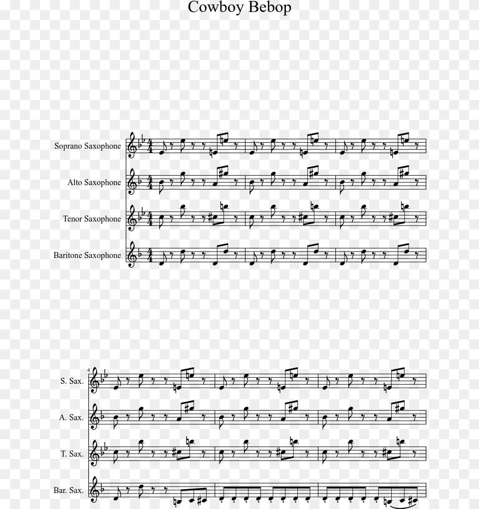 Cowboy Bebop Sheet Music 1 Of 15 Pages Kongos Come With Me Now Nuty, Gray Free Transparent Png
