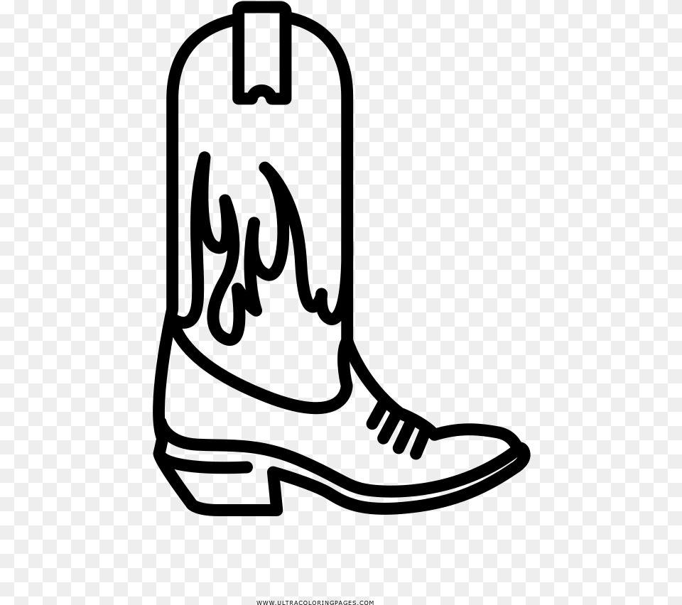 Cowboy Boot Coloring, Gray Free Transparent Png