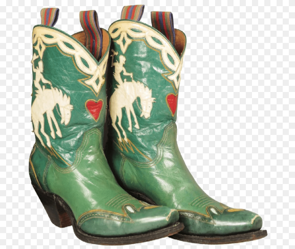 Cowboy Boot High Quality Image Green Vintage Cowboy Boots, Clothing, Cowboy Boot, Footwear, Shoe Free Png