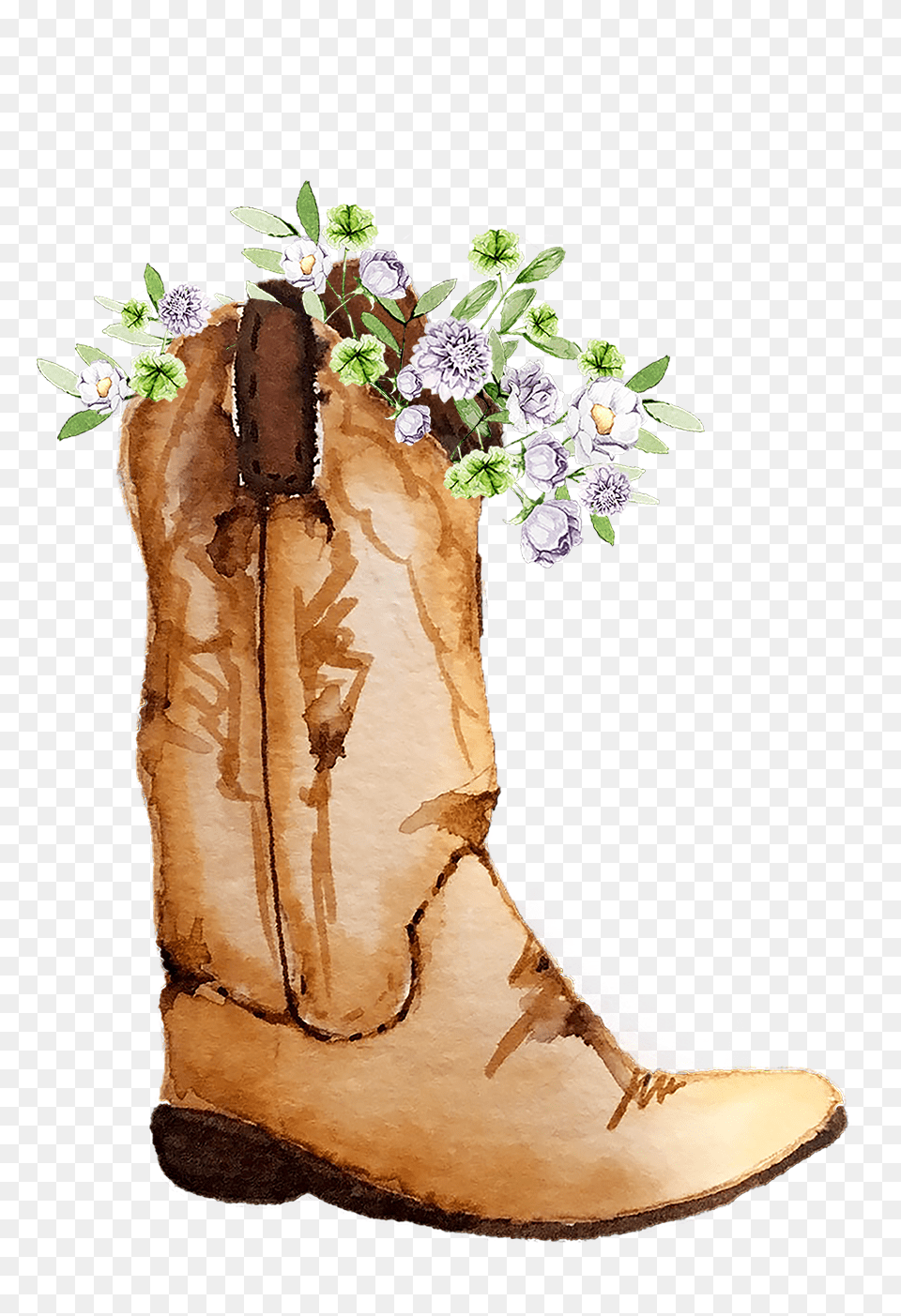Cowboy Boot Cowgirl Boots With Flowers Clipart, Clothing, Footwear, Cowboy Boot, Flower Free Transparent Png