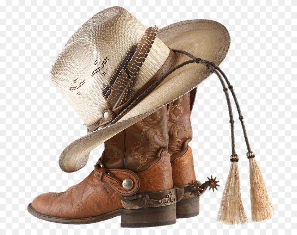 Cowboy Boots And Hat With Tassels, Clothing, Footwear, Shoe, Boot Free Png
