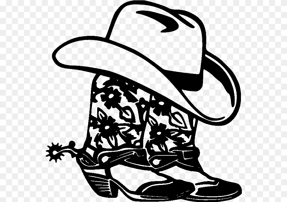 Cowboy Boots Clipart Drawn Cowboy Boots And Hat Silhouette, Clothing, Cowboy Hat Png Image