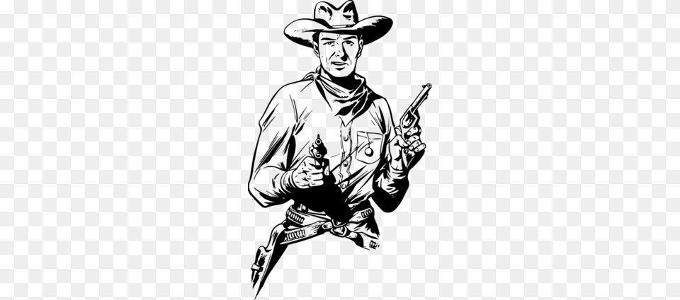 Cowboy Clipart, Gray Png Image