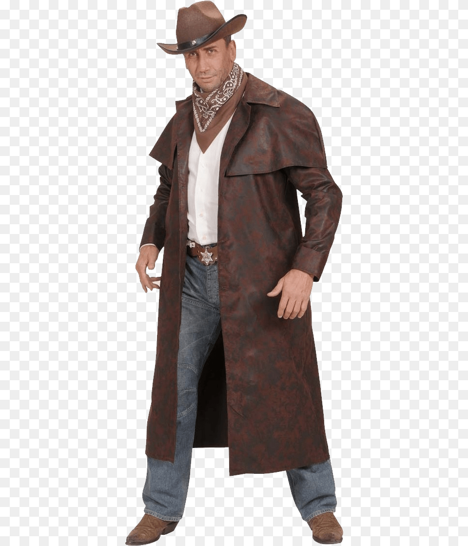 Cowboy Cowboy Trench Coat Mens, Clothing, Overcoat, Hat, Face Png Image