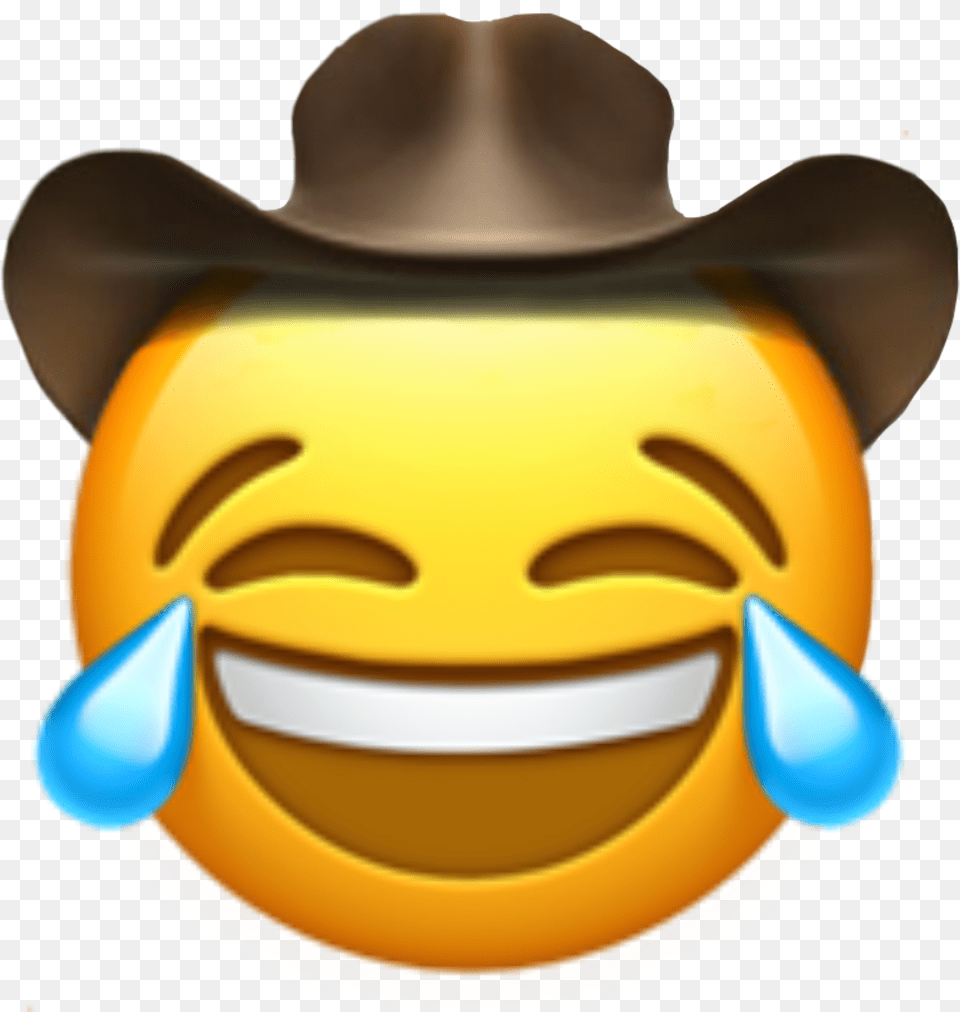 Cowboy Cowboyemoji Laughing Cryinglaughing Cryinglaughingemoji Laughing Cowboy Emoji, Clothing, Hat, Helmet Png Image