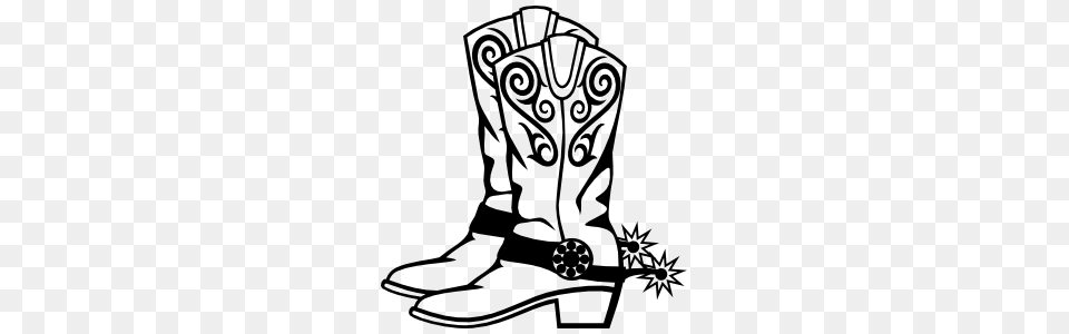 Cowboy Cowgirl Boots With Swirls And Spurs Sticker, Boot, Clothing, Cowboy Boot, Footwear Free Png Download