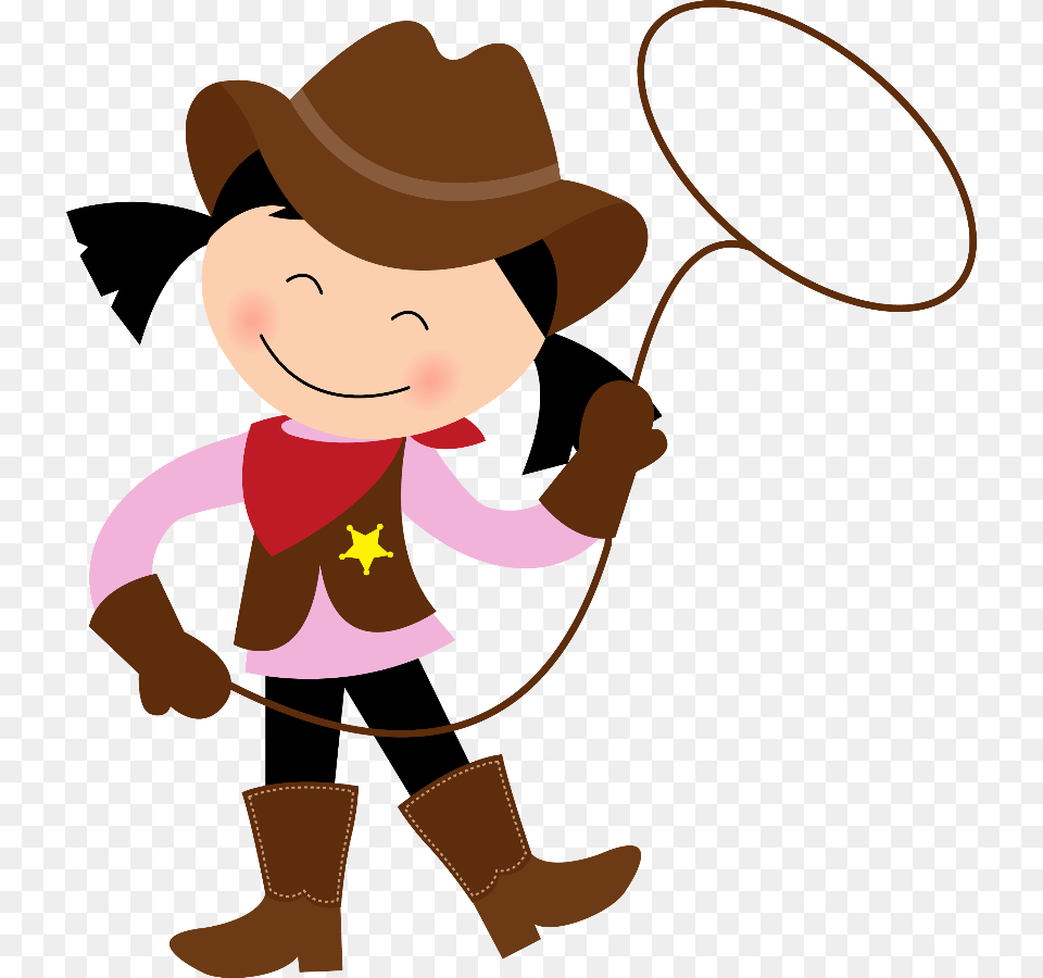 Cowboy Cowgirl Cartoon Clip Art Cowboy Cowgirl Lasso Clipart, Clothing, Hat, Baby, Person Free Png