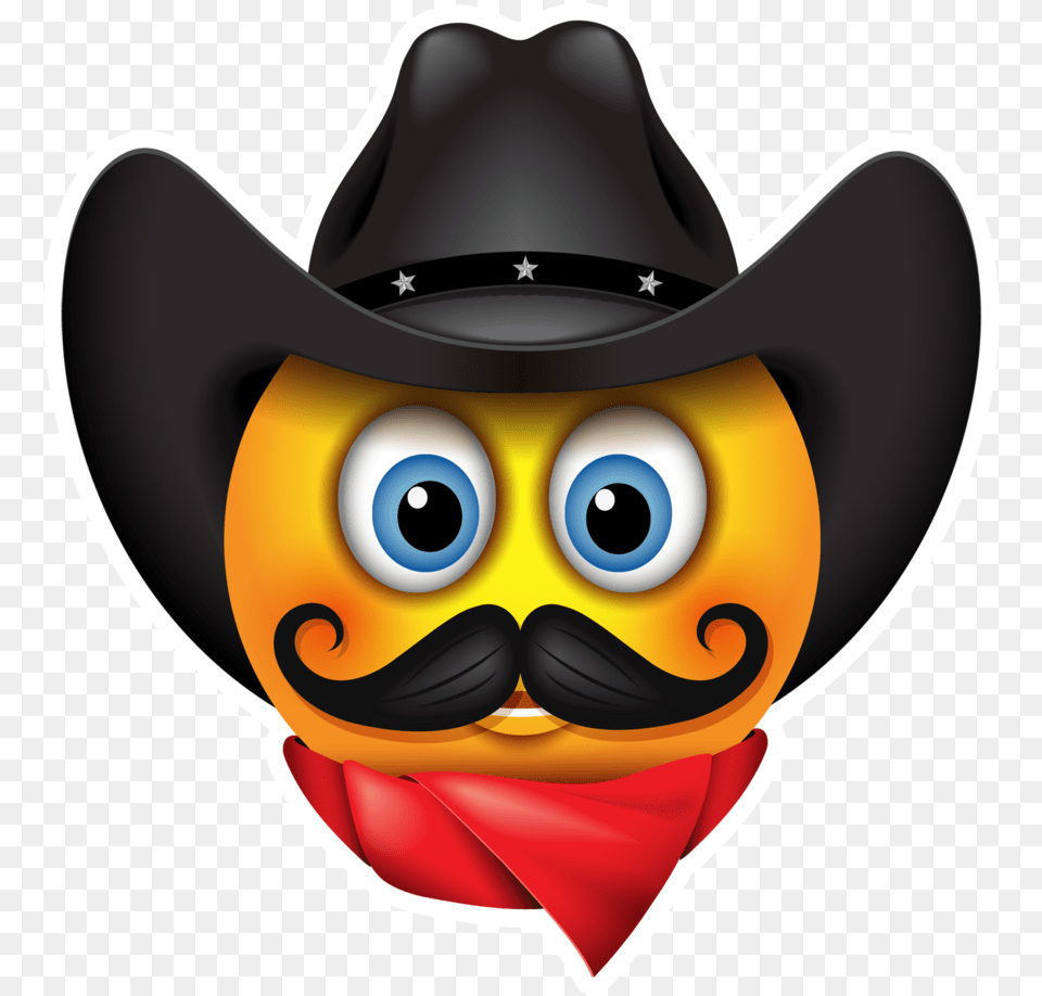 Cowboy Emoji Emoticon Western Emoji Cowboy, Clothing, Hat Png Image