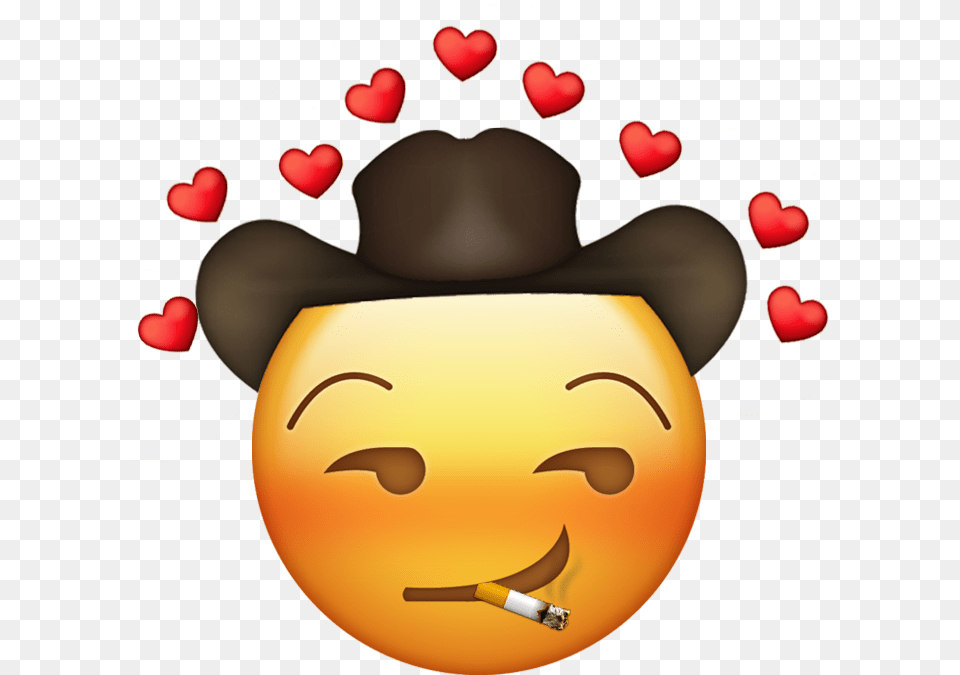 Cowboy Emojis Cowboy Emoji With Heart, Clothing, Face, Hat, Head Png