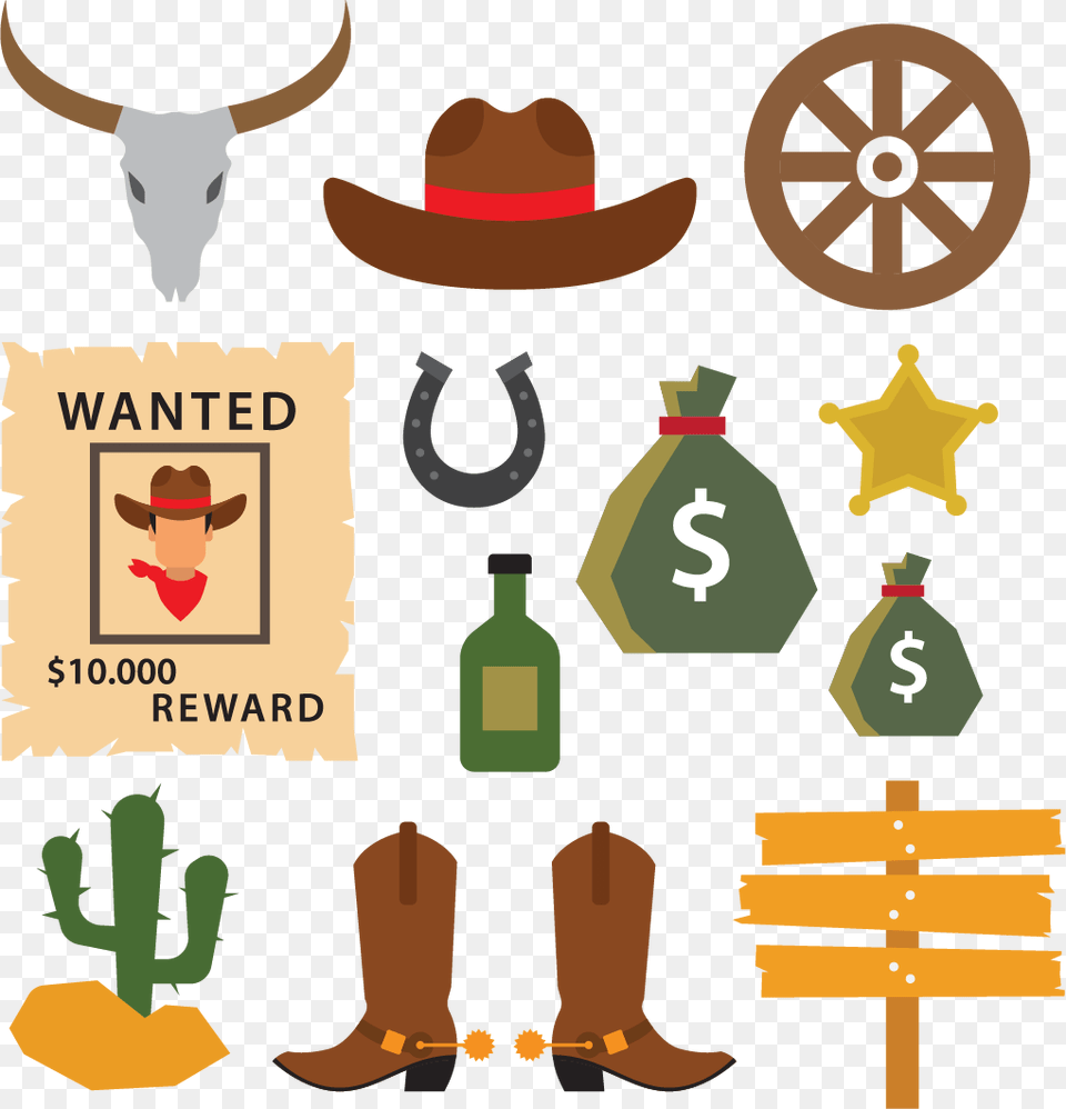 Cowboy Hat Cowboy Boot Cosas Del Viejo Oeste, Clothing, Machine, Wheel, Footwear Free Transparent Png