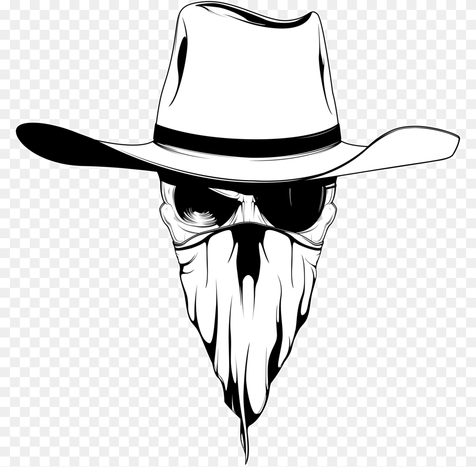 Cowboy Hat Drawing Bandana Cowboy Skull Drawing, Clothing, Adult, Female, Person Free Transparent Png