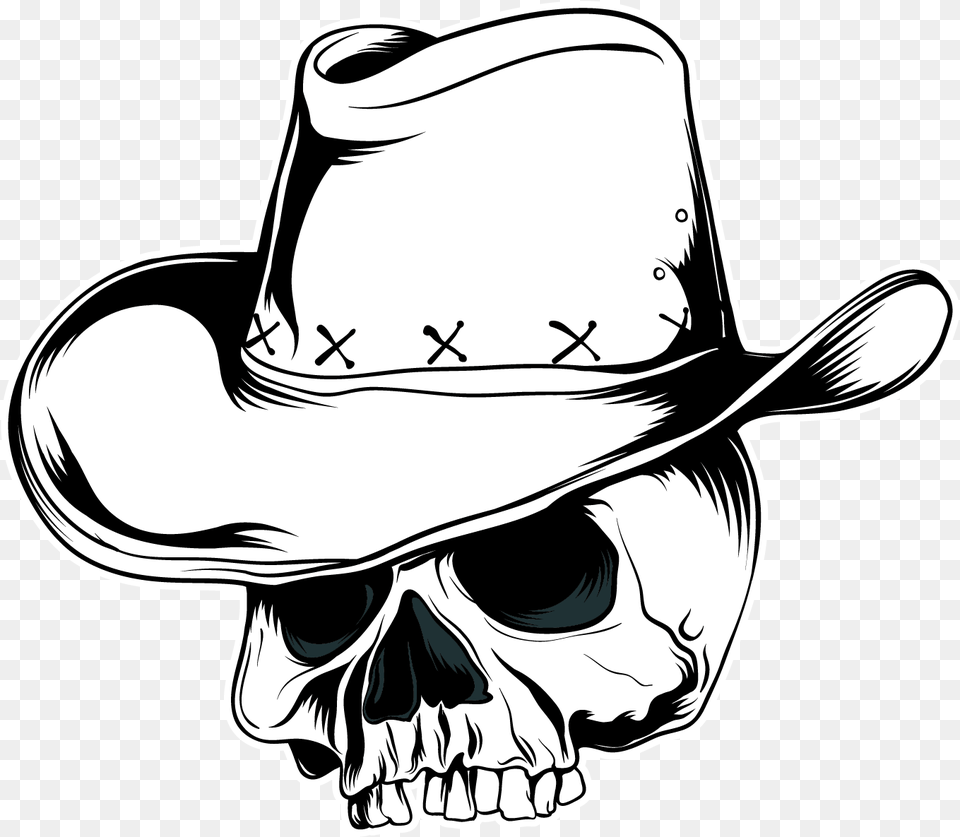 Cowboy Hat Vector Graphics Skull Clip Art Skull With A Cowboy Hat Clipart, Clothing, Cowboy Hat, Baby, Person Free Png Download