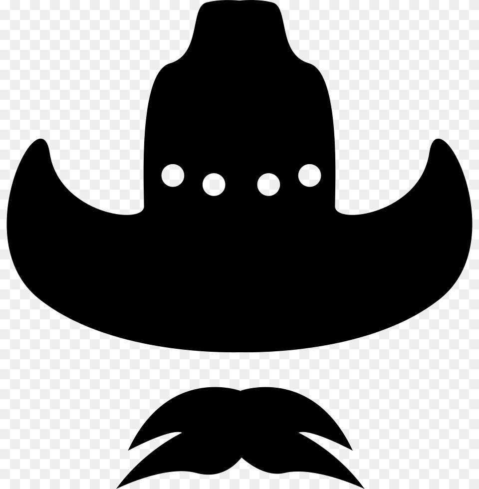 Cowboy Hat With Moustache Comments Silueta De Sombrero Vaquero, Clothing, Cowboy Hat Png Image