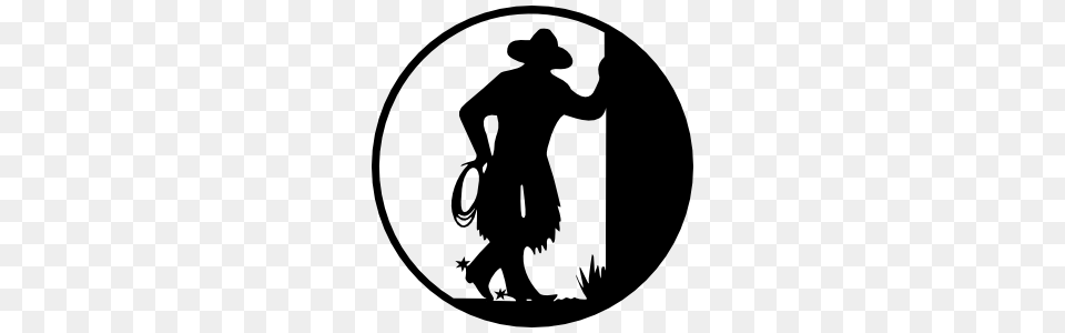 Cowboy Holding A Rope Sticker, Clothing, Hat, Silhouette, Person Free Png